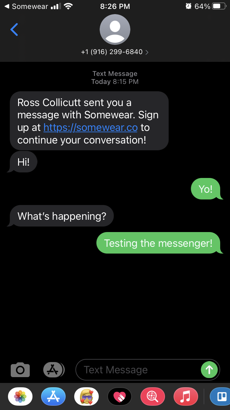 Receiving text messages from the Global Hotspot looks just like a regular text message.